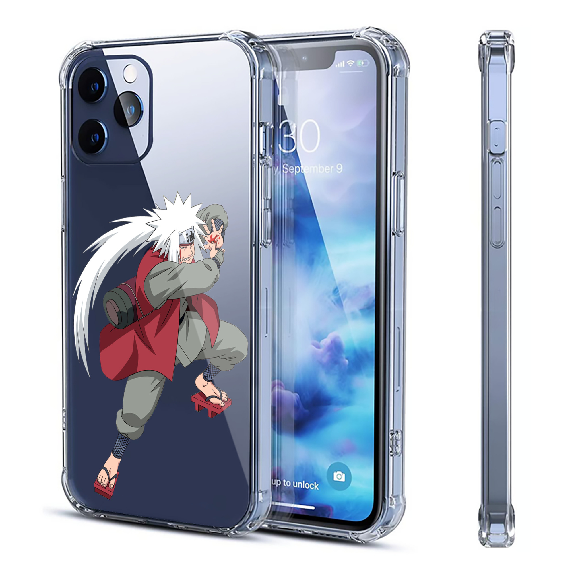 （画像用） NARUTO -ナルト- 自来也（じらいや） Jiraiya 【iPhone 12シリーズ対応】透明スマホケース（クリアソフトケース）